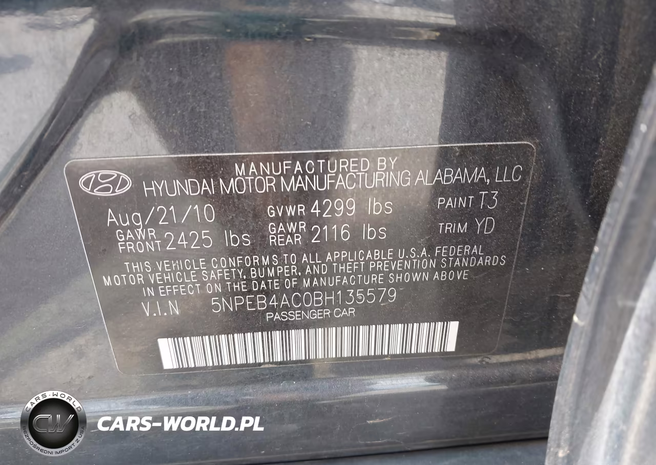 2011 Hyundai Sonata Gls VIN:5NPEB4AC0BH135579 - 9