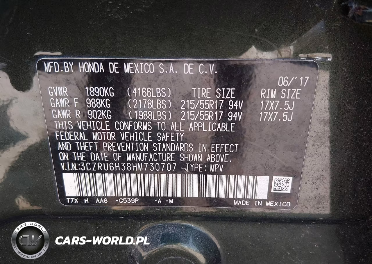 2017 Honda Hr-V Lx VIN:3CZRU6H38HM730707 - 9