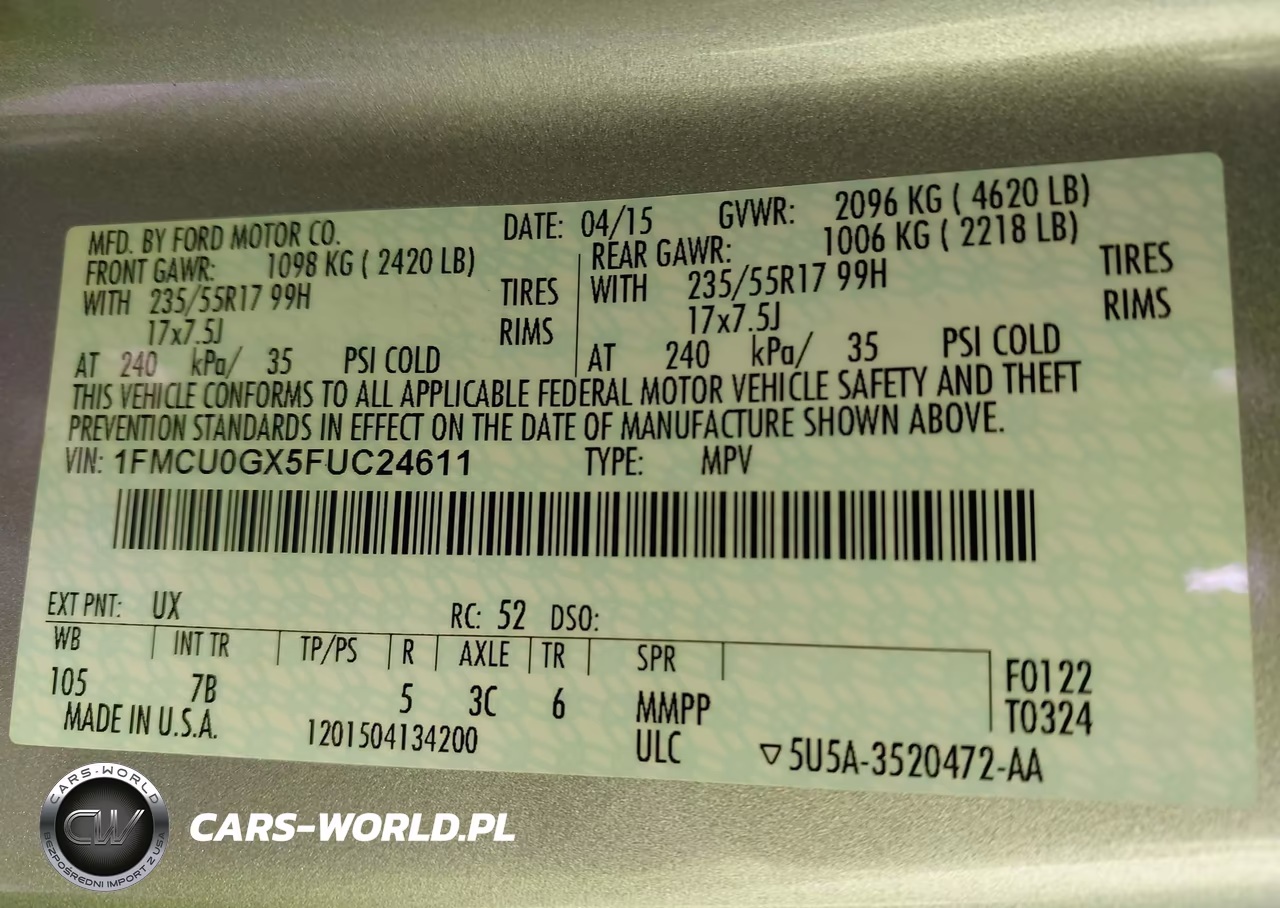 2015 Ford Escape Se VIN:1FMCU0GX5FUC24611 - 9