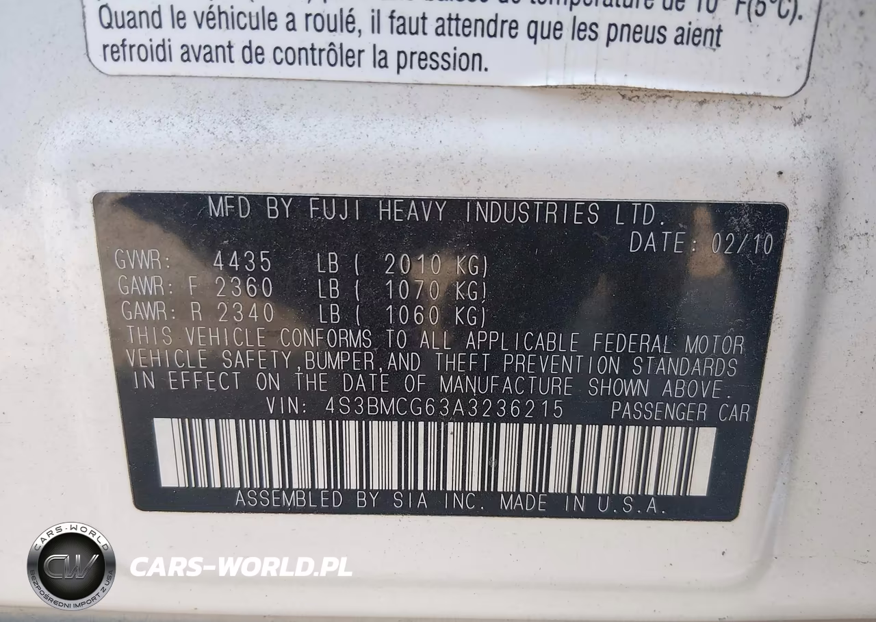 2010 Subaru Legacy 2.5I Premium VIN:4S3BMCG63A3236215 - 9