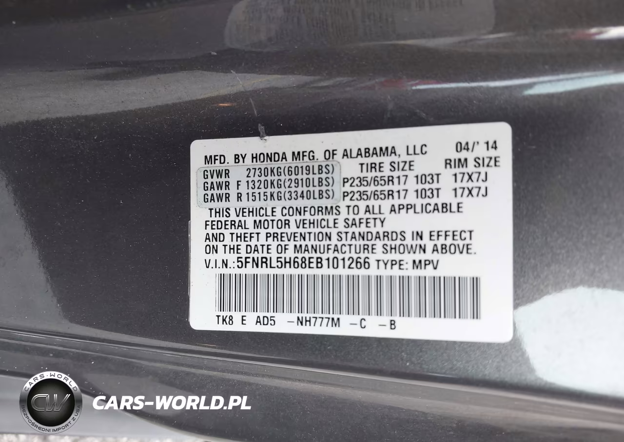 2014 Honda Odyssey Ex-L VIN:5FNRL5H68EB101266 - 9