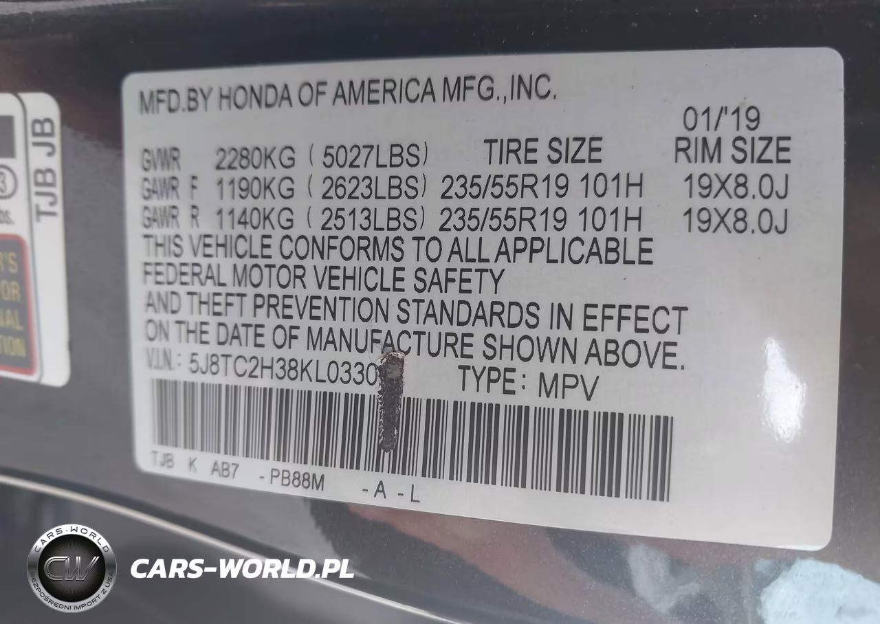 2019 Acura Rdx Standard VIN:5J8TC2H38KL033023 - 9