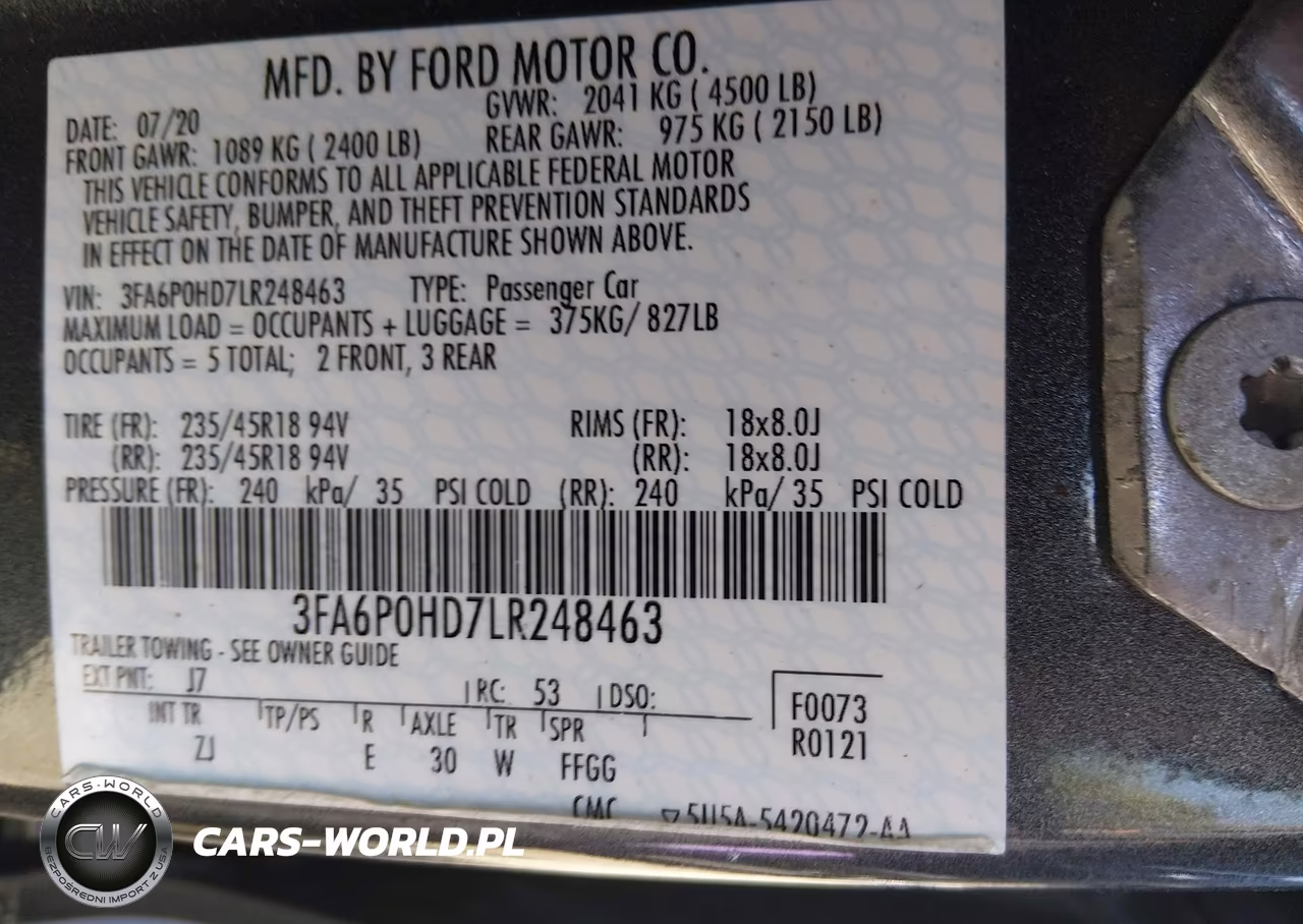 2020 Ford Fusion Se VIN:3FA6P0HD7LR248463 - 9