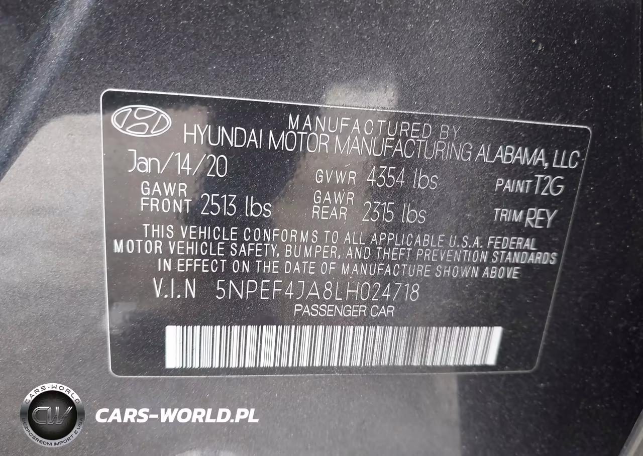 2020 Hyundai Sonata Sel VIN:5NPEF4JA8LH024718 - 9