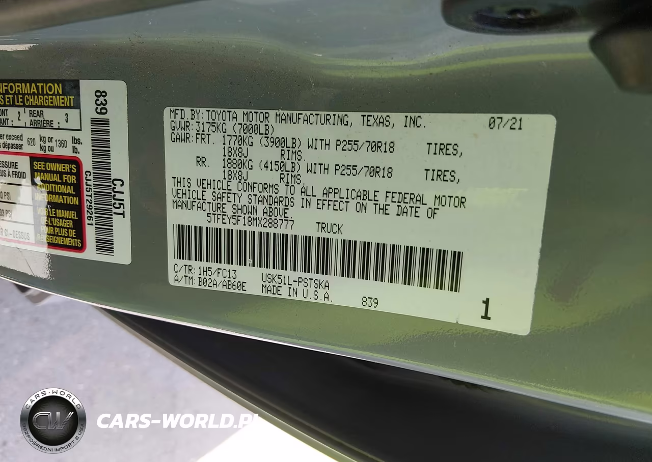 2021 Toyota Tundra Sr5 VIN:5TFEY5F18MX288777 - 9