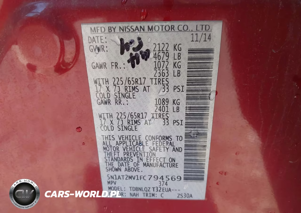 2015 Nissan Rogue Sv VIN:5N1AT2MV1FC794569 - 9