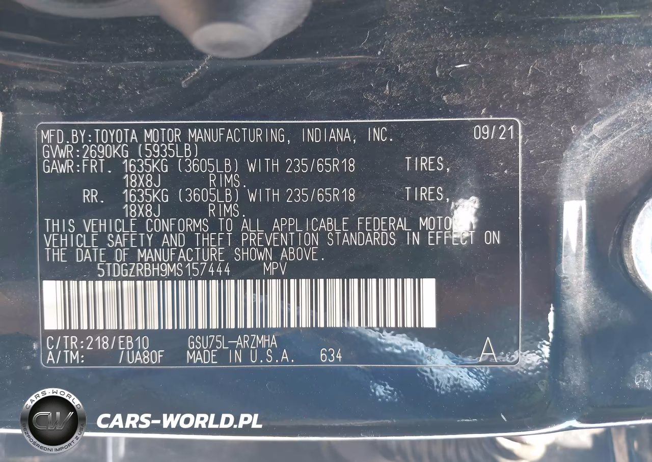 2021 Toyota Highlander Xle VIN:5TDGZRBH9MS157444 - 9