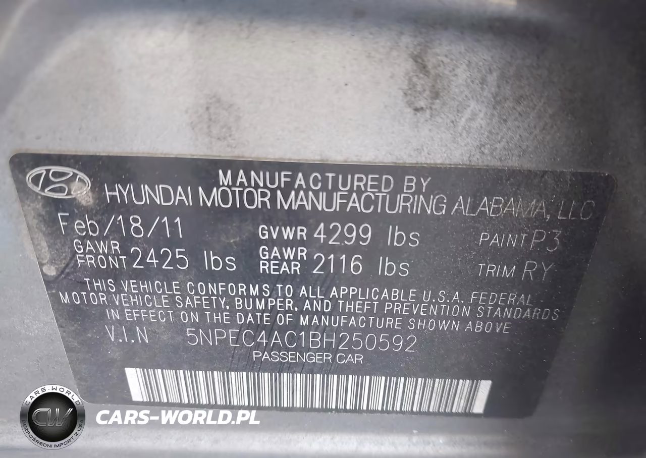 2011 Hyundai Sonata Limited VIN:5NPEC4AC1BH250592 - 9