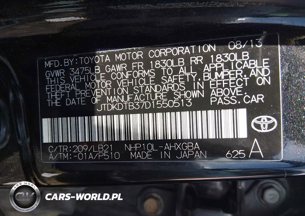 2013 Toyota Prius C Four VIN:JTDKDTB37D1550513 - 9