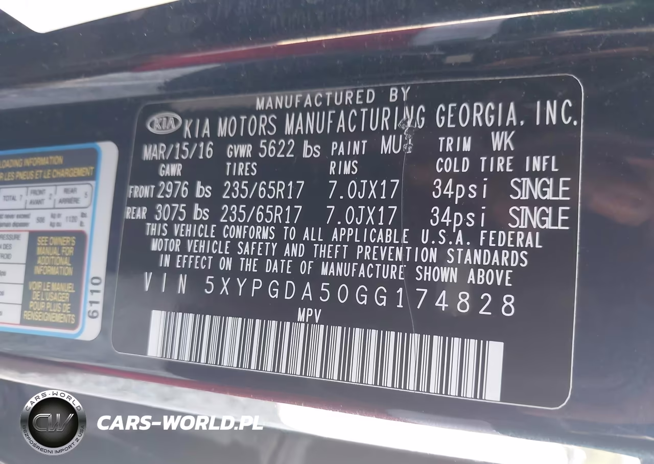 2016 Kia Sorento 3.3L Lx VIN:5XYPGDA50GG174828 - 9