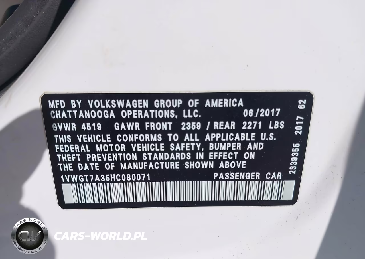 2017 Volkswagen Passat 1.8T Se VIN:1VWGT7A35HC080071 - 9