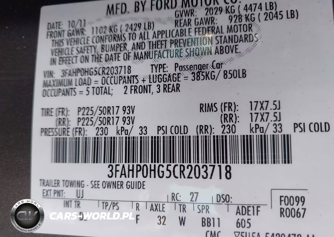 2012 Ford Fusion Se VIN:3FAHP0HG5CR203718 - 9