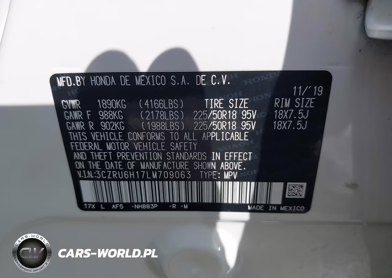 2020 Honda Hr-V Awd Sport VIN:3CZRU6H17LM709063 - 9
