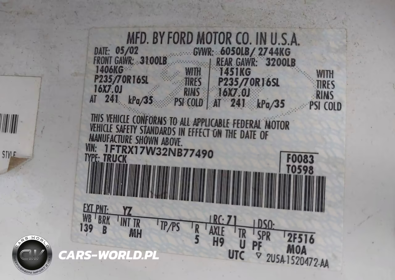 2002 Ford F-150 Lariat-Xl-Xlt VIN:1FTRX17W32NB77490 - 9