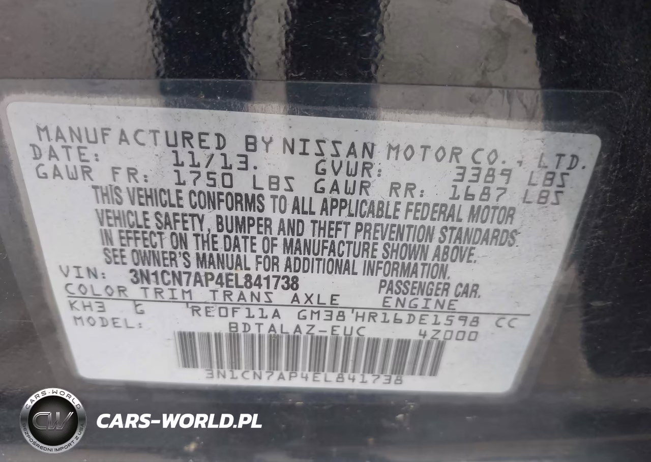 2014 Nissan Versa 1.6 S+ VIN:3N1CN7AP4EL841738 - 9