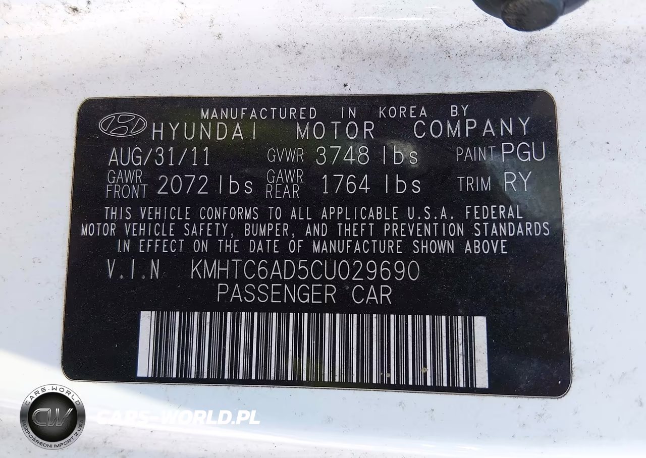 2012 Hyundai Veloster Base W-Gray VIN:KMHTC6AD5CU029690 - 9