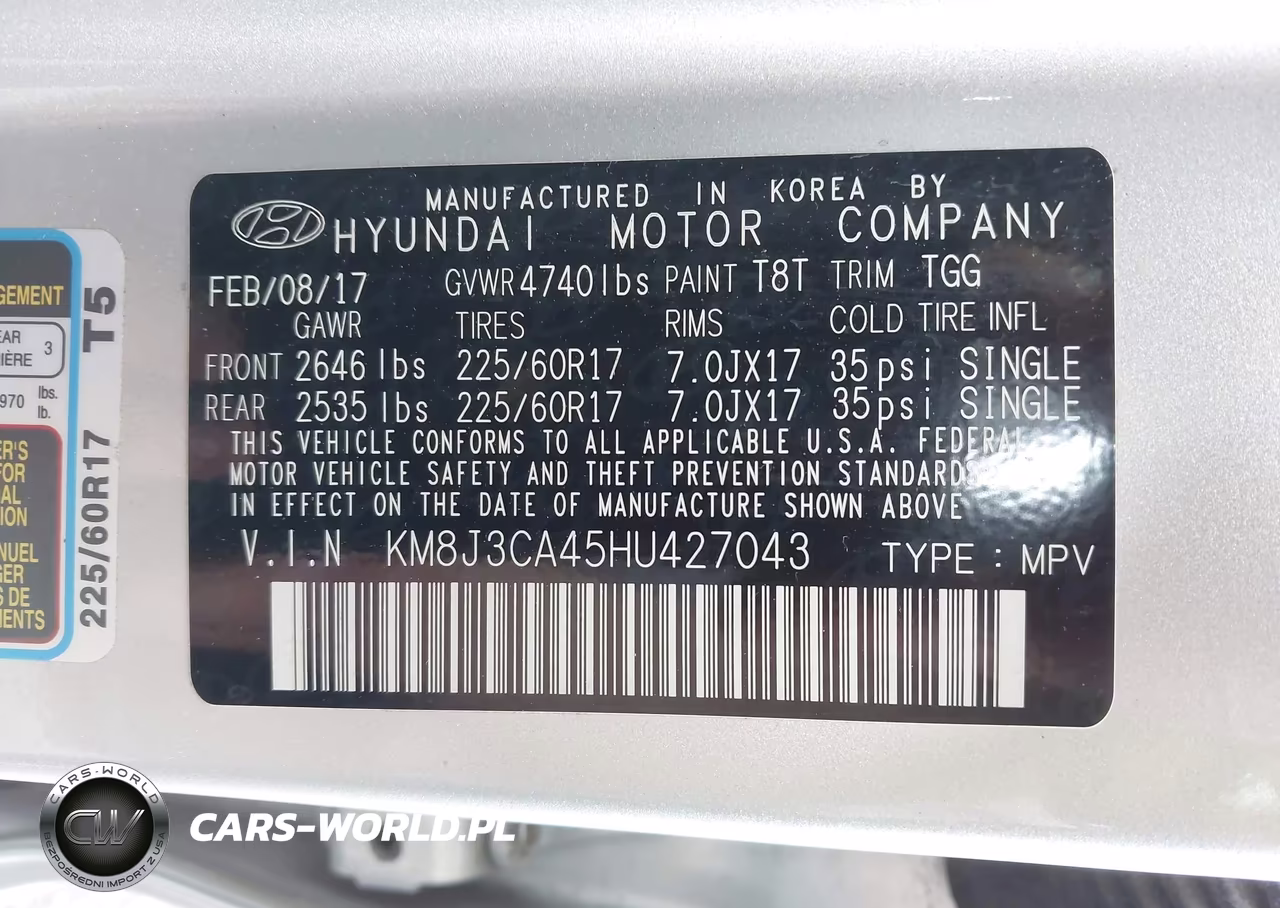 2017 Hyundai Tucson Se VIN:KM8J3CA45HU427043 - 9