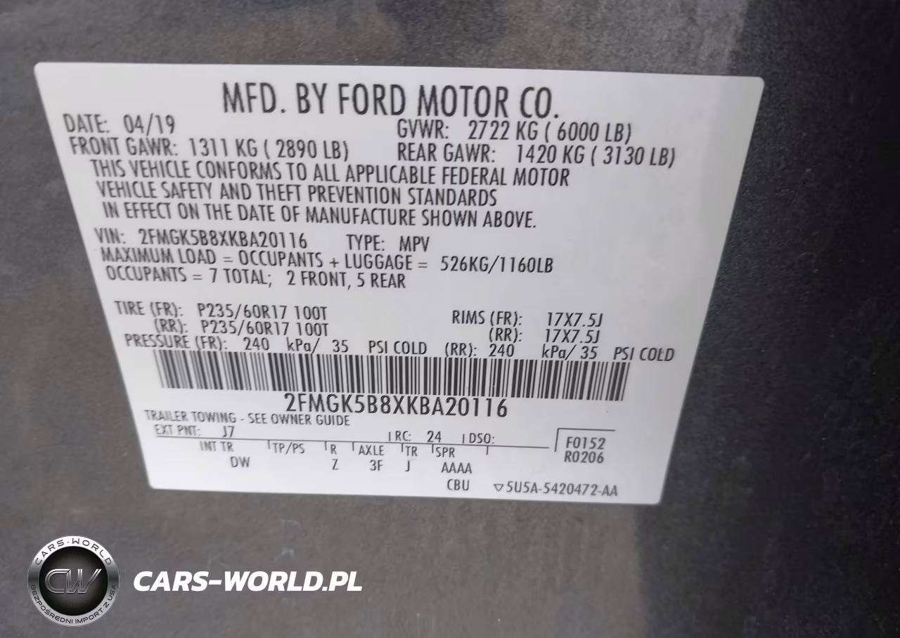 2019 Ford Flex Se VIN:2FMGK5B8XKBA20116 - 9