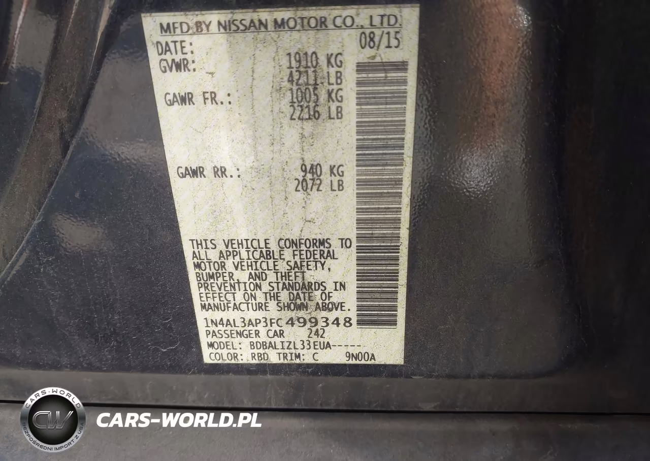 2015 Nissan Altima VIN:1N4AL3AP3FC499348 - 9