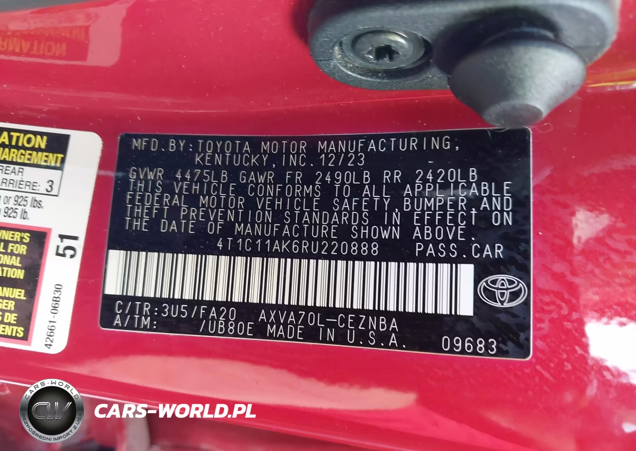 2024 Toyota Camry Le VIN:4T1C11AK6RU220888 - 9