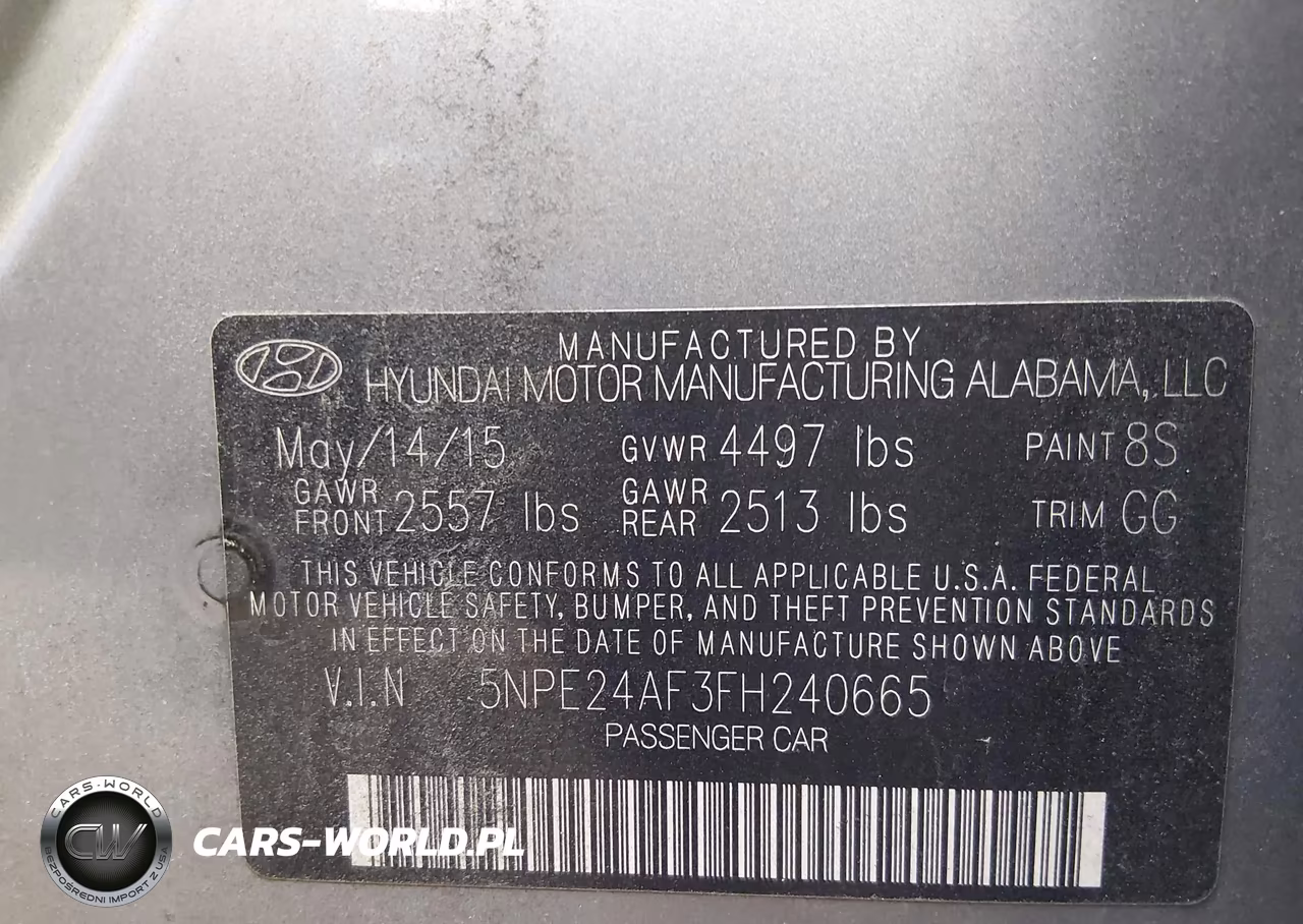 2015 Hyundai Sonata Se VIN:5NPE24AF3FH240665 - 9