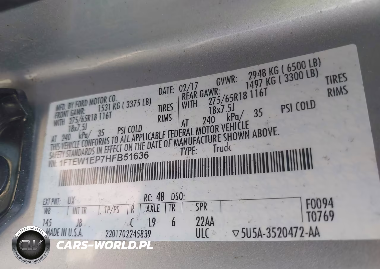 2017 Ford F-150 Xlt VIN:1FTEW1EP7HFB51636 - 9