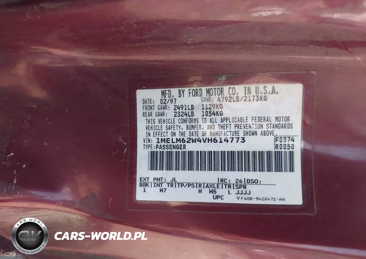 1997 Mercury Cougar Xr7 VIN:1MELM62W4VH614773 - 9