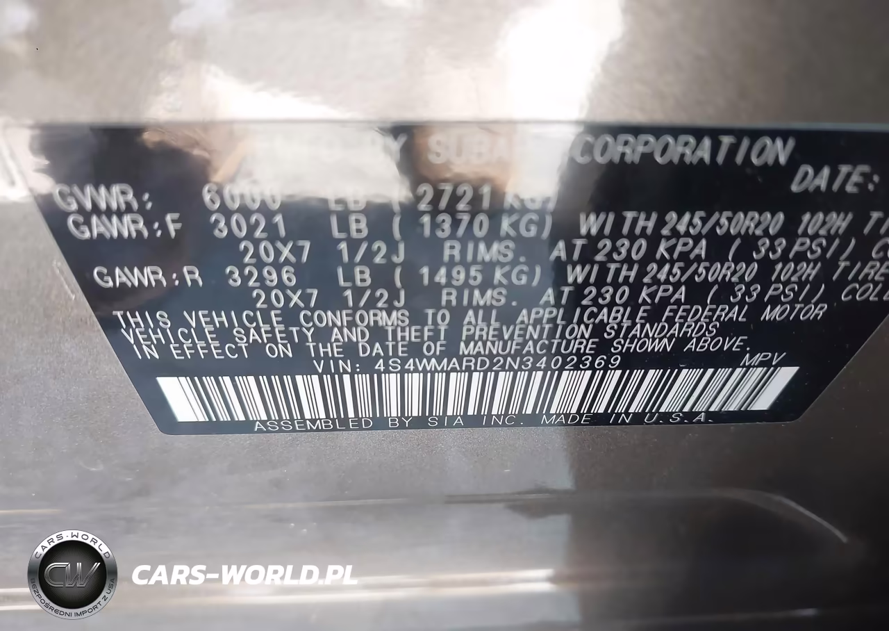 2022 Subaru Ascent Touring VIN:4S4WMARD2N3402369 - 9