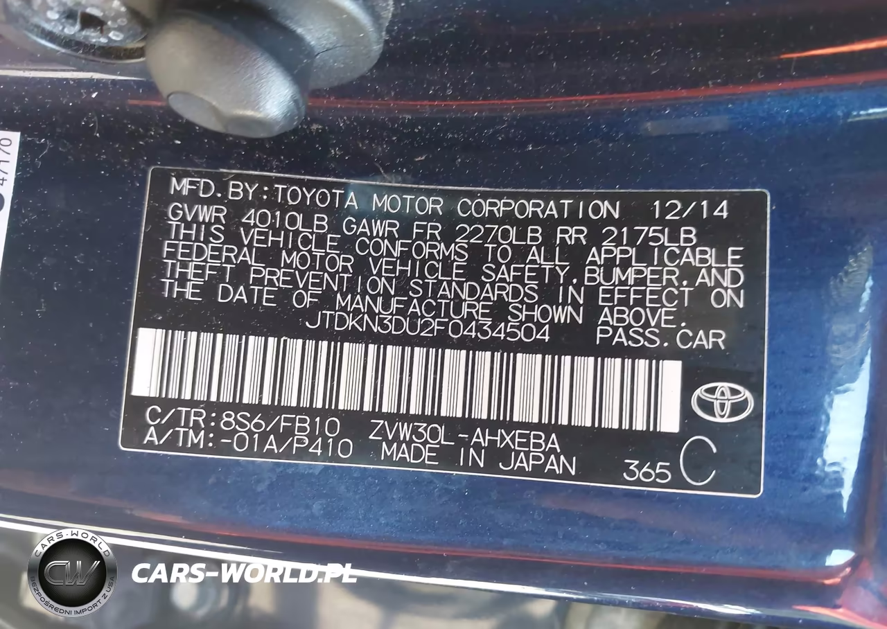 2015 Toyota Prius Two VIN:JTDKN3DU2F0434504 - 9