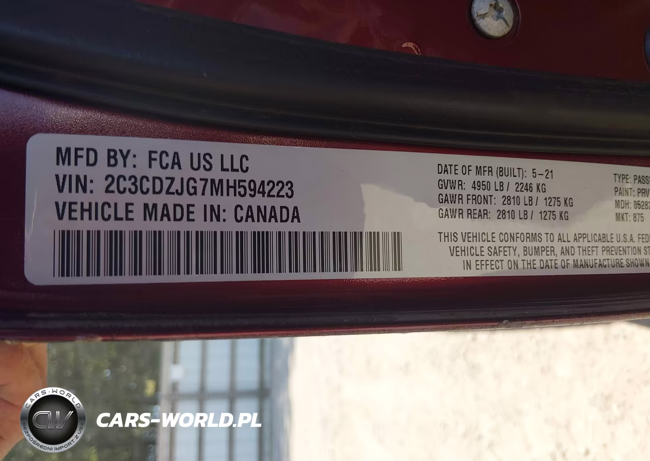 2021 Dodge Challenger Gt VIN:2C3CDZJG7MH594223 - 9