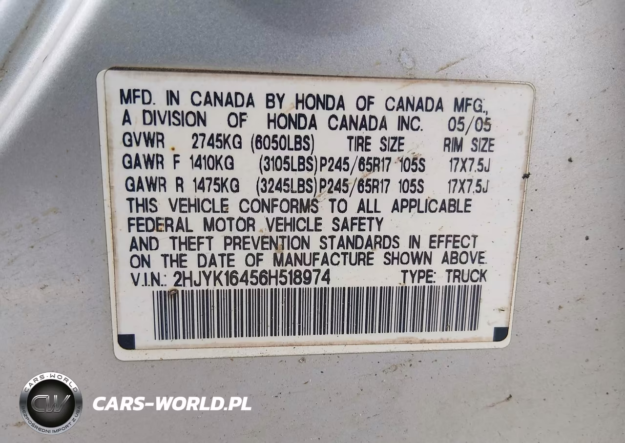 2006 Honda Ridgeline Rts VIN:2HJYK16456H518974 - 9