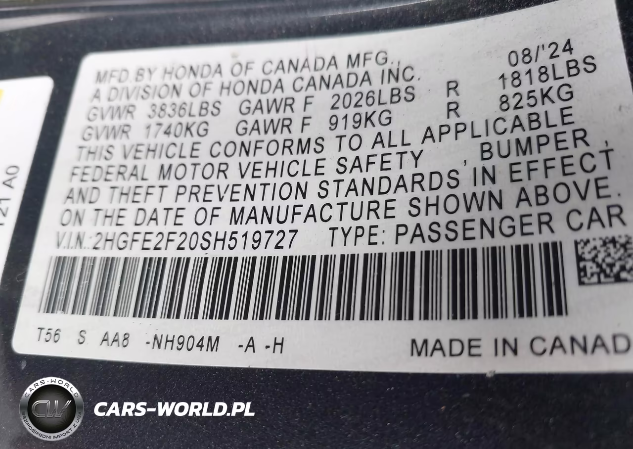 2025 Honda Civic Lx VIN:2HGFE2F20SH519727 - 9