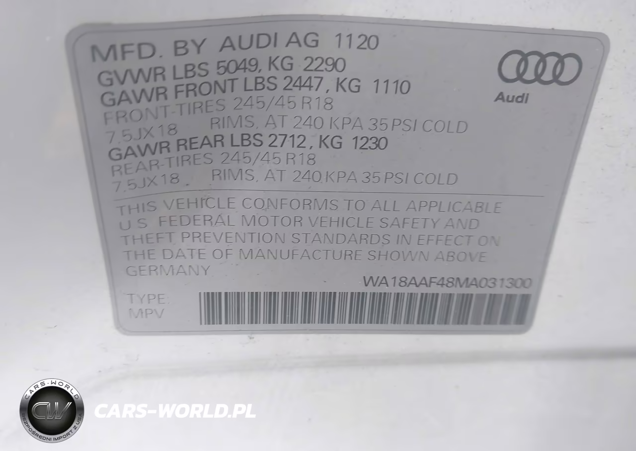 2021 Audi A4 Allroad Premium Plus 45 Tfsi Quattro S Tronic VIN:WA18AAF48MA031300 - 9