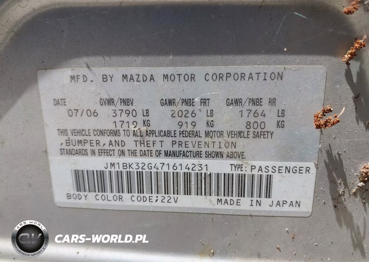 2007 Mazda Mazda3 I VIN:JM1BK32G471614231 - 9