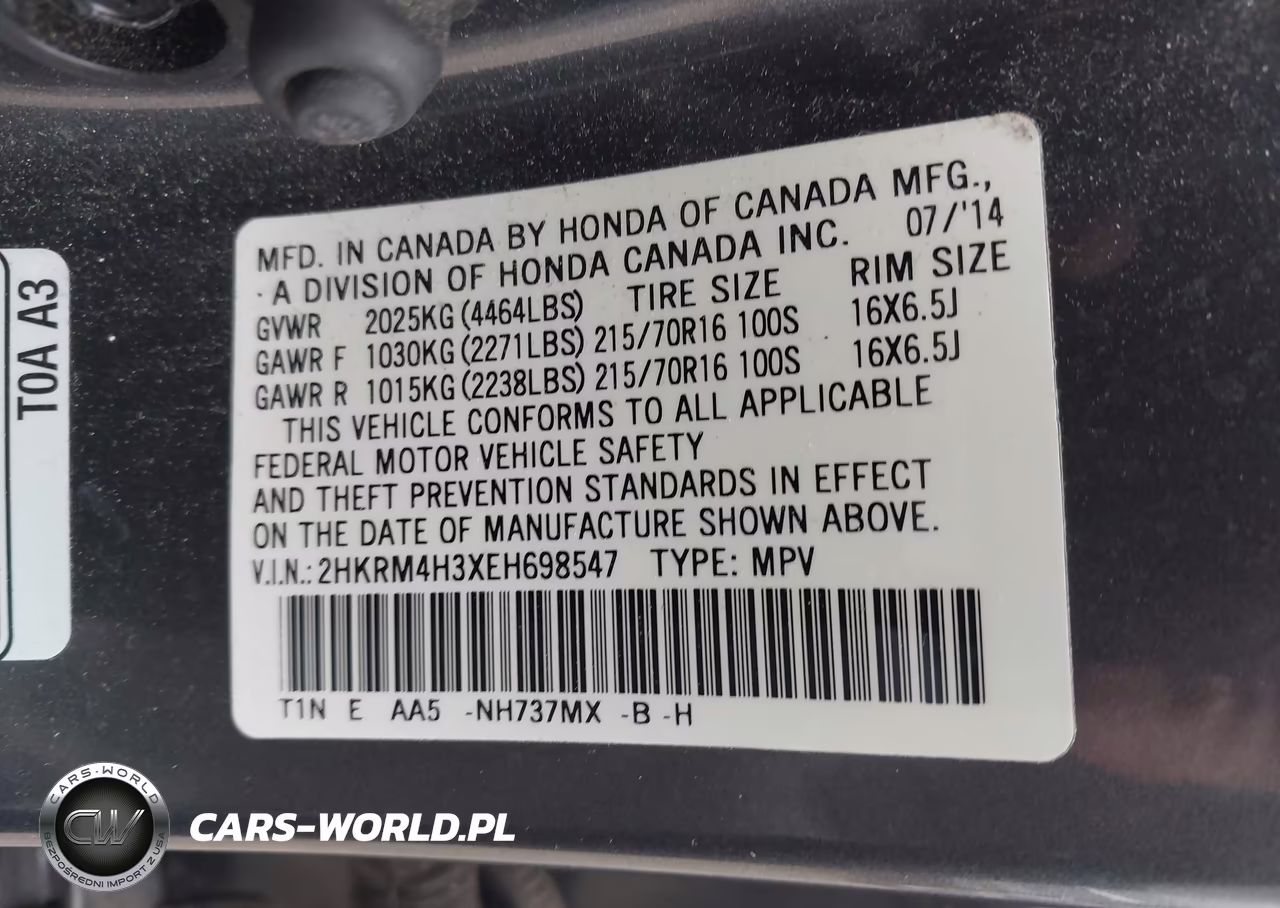 2014 Honda Cr-V Lx VIN:2HKRM4H3XEH698547 - 9