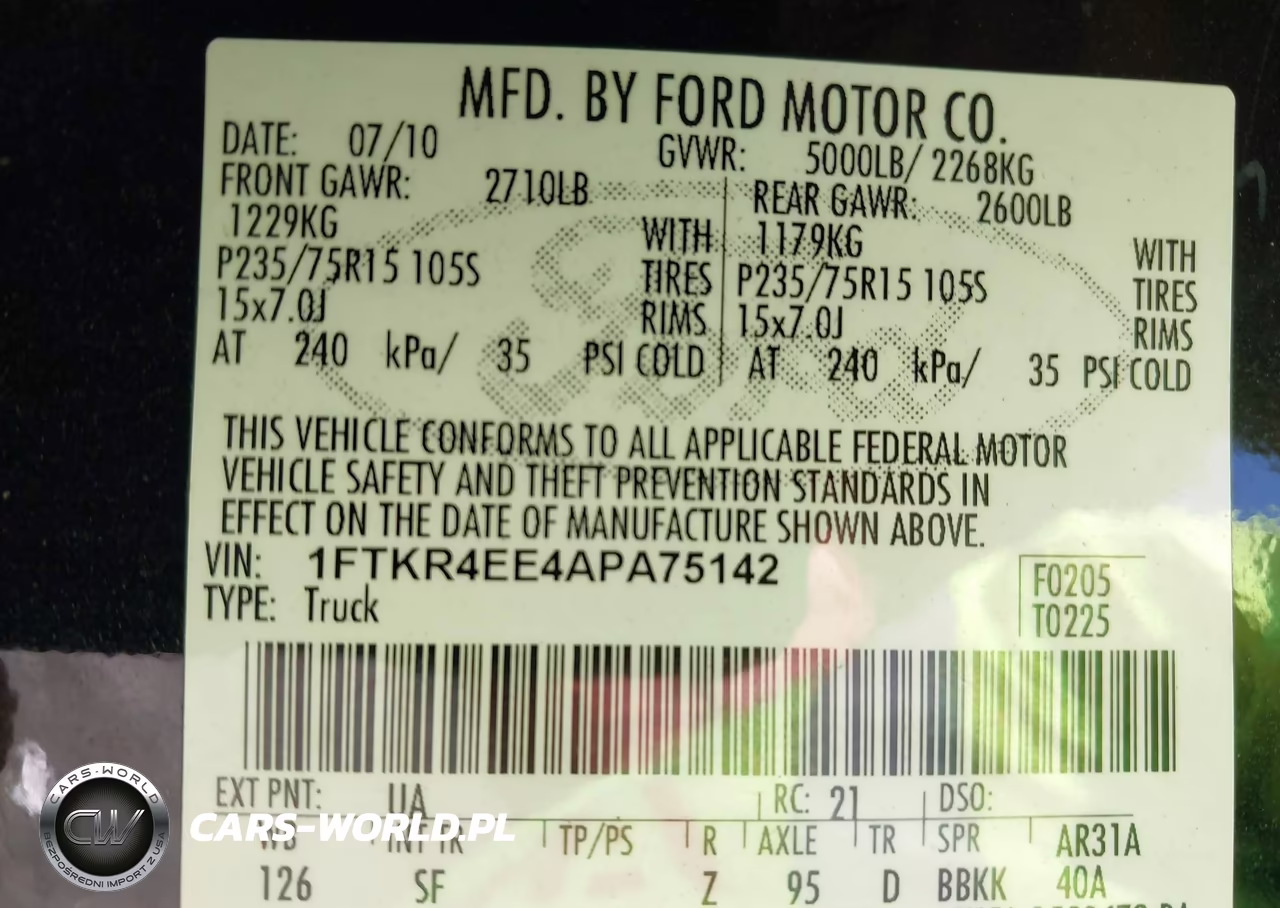 2010 Ford Ranger Sport-Xlt VIN:1FTKR4EE4APA75142 - 9