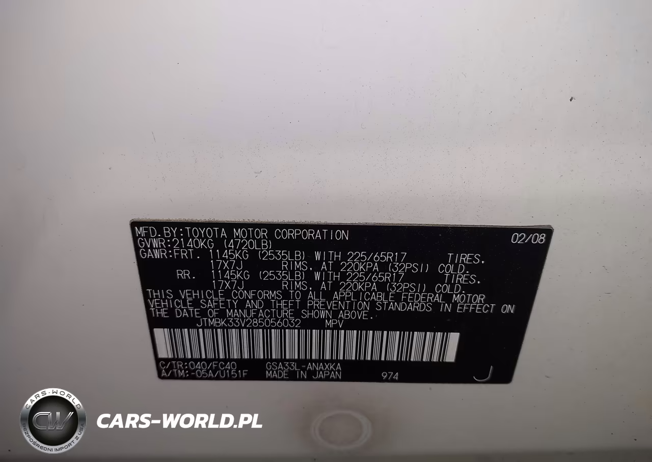 2008 Toyota Rav4 Base V6 VIN:JTMBK33V285056032 - 9