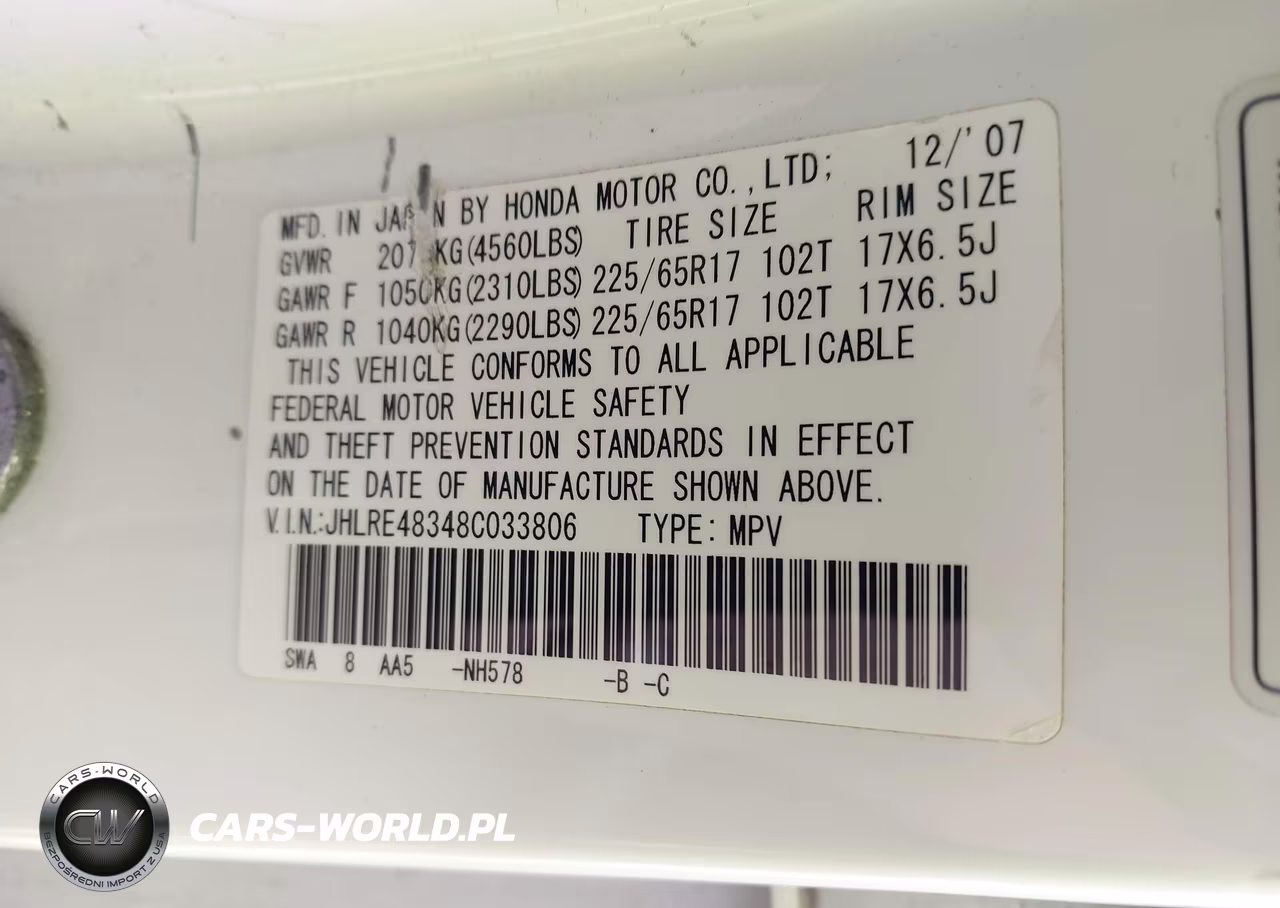 2008 Honda Cr-V Lx VIN:JHLRE48348C033806 - 9