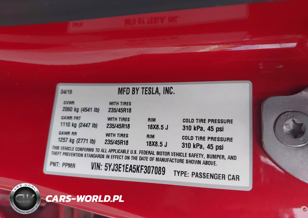 2019 Tesla Model 3 Long Range-Mid Range-Standard Range-Standard Range Plus VIN:5YJ3E1EA5KF307089 - 9