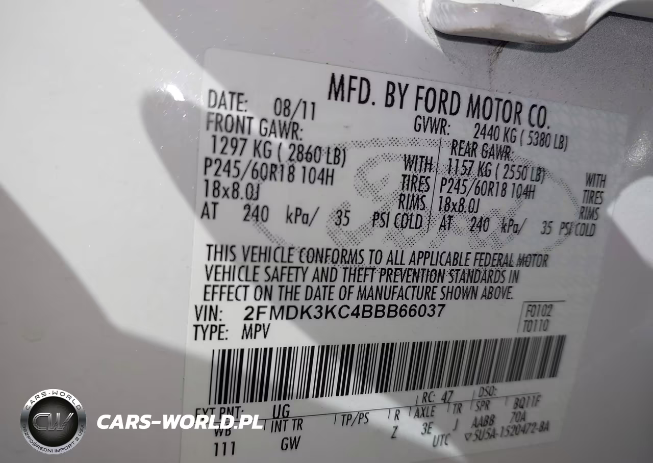 2011 Ford Edge Limited VIN:2FMDK3KC4BBB66037 - 9