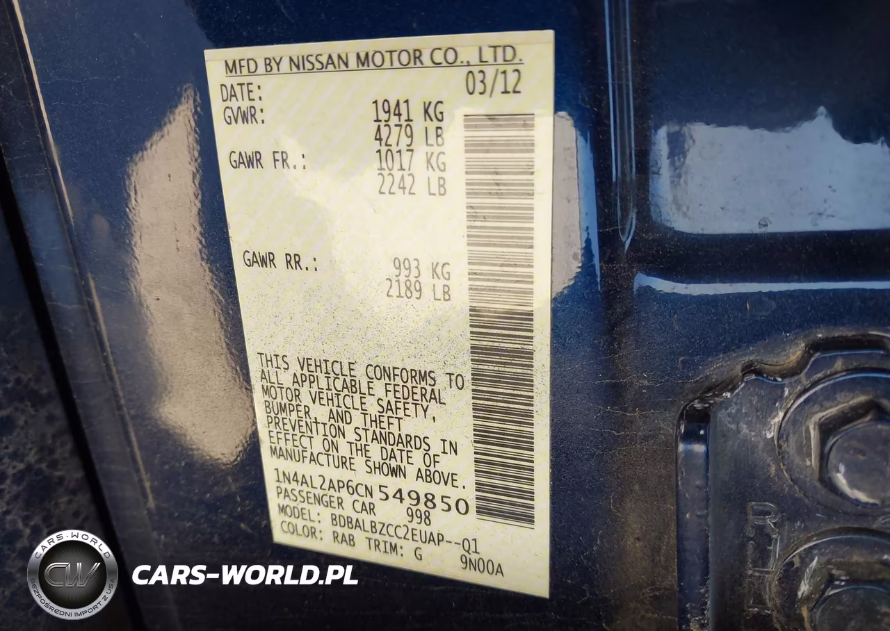 2012 Nissan Altima 2.5 S VIN:1N4AL2AP6CN549850 - 9