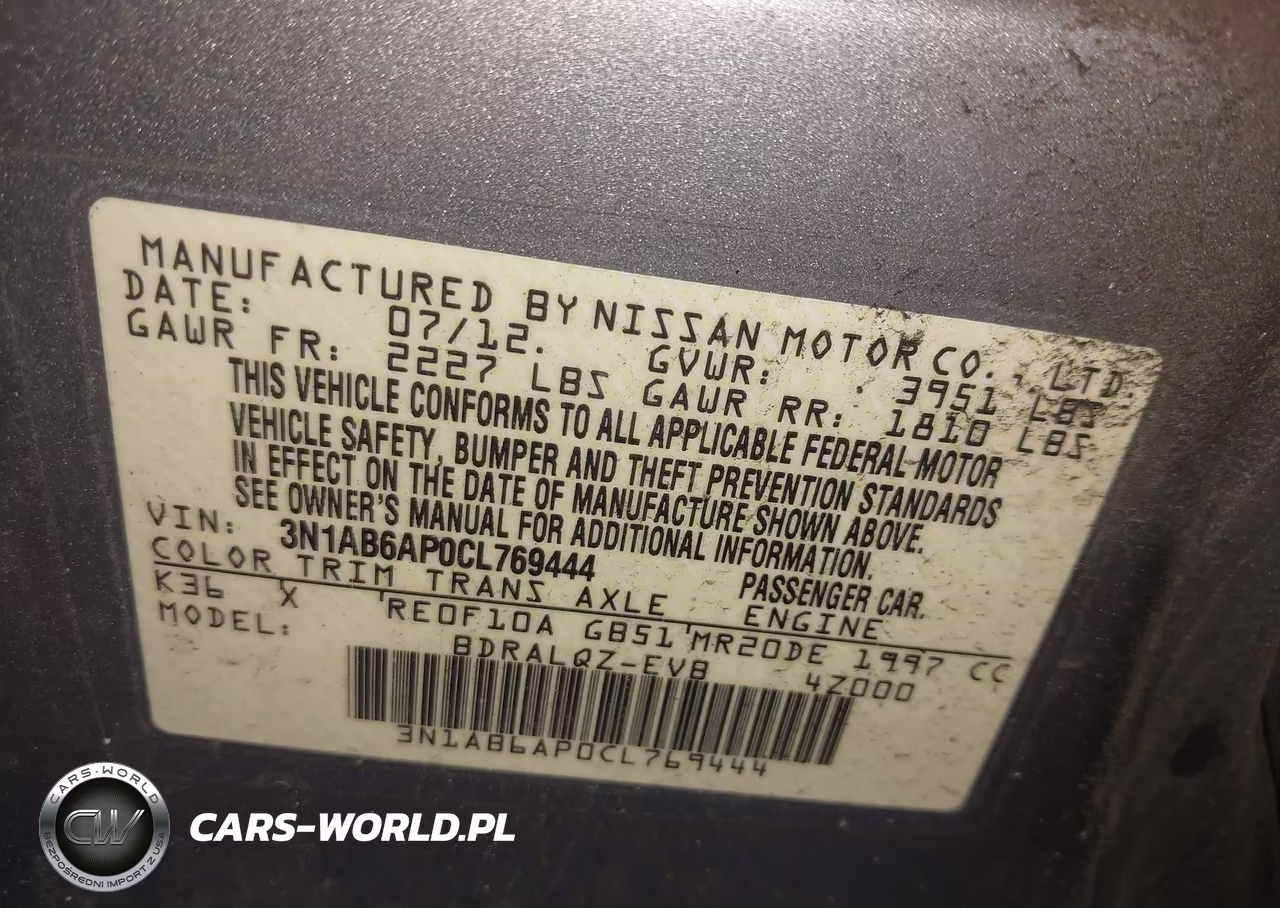 2012 Nissan Sentra 2.0 VIN:3N1AB6AP0CL769444 - 9