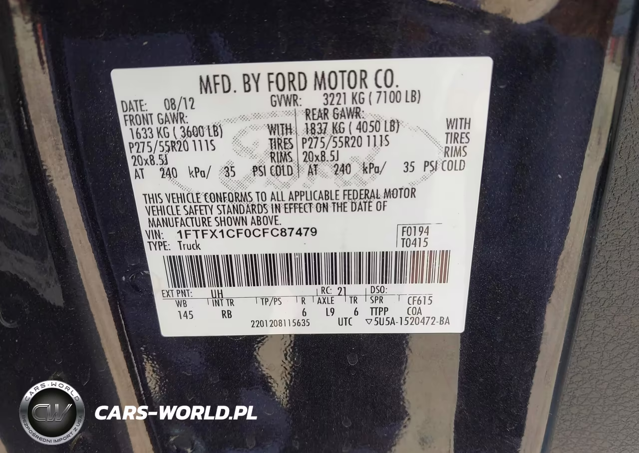 2012 Ford F-150 Fx2 VIN:1FTFX1CF0CFC87479 - 9