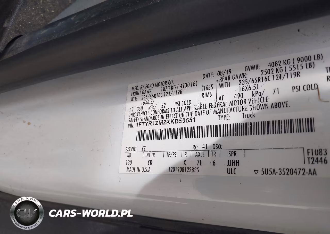 2019 Ford Transit-250 VIN:1FTYR1ZM2KKB59551 - 9