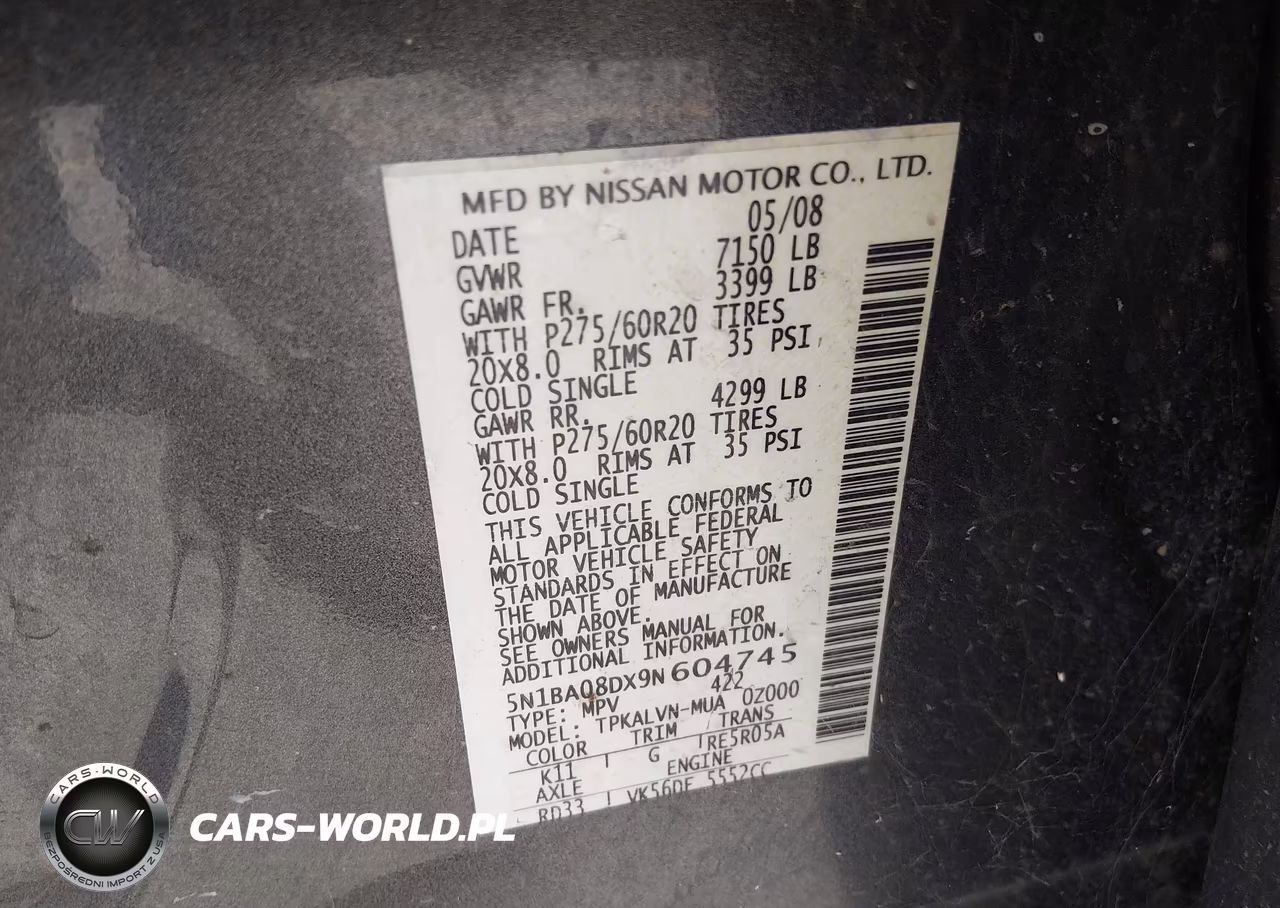 2009 Nissan Armada Le VIN:5N1BA08DX9N604745 - 9