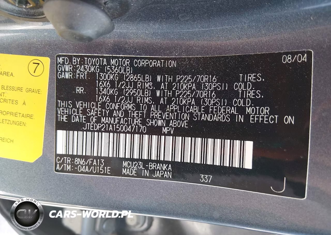 2005 Toyota Highlander V6 VIN:JTEDP21A150047170 - 9