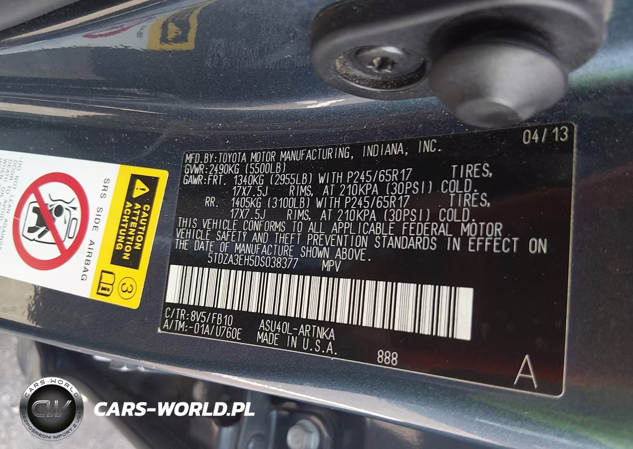 2013 Toyota Highlander VIN:5TDZA3EH5DS038377 - 9