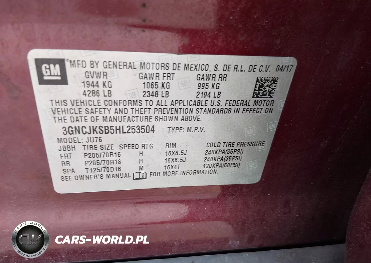 2017 Chevrolet Trax Ls VIN:3GNCJKSB5HL253504 - 9