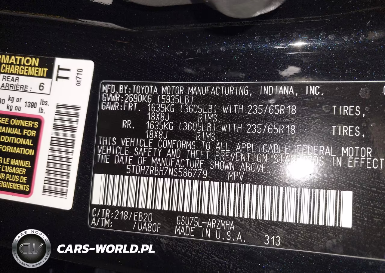 2022 Toyota Highlander Xle VIN:5TDHZRBH7NS586779 - 9