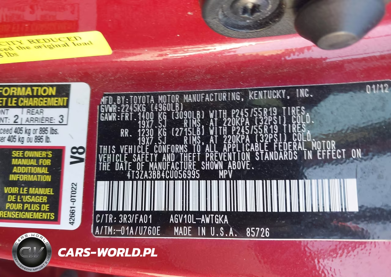 2012 Toyota Venza Le VIN:4T3ZA3BB4CU056995 - 9